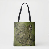 Tote Bag Effet sculpté Vert Rosebud Art Floral (Devant)