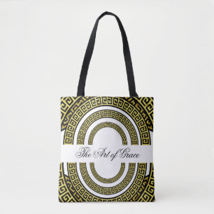Tote Bag Effet Shimmery Golden Foil Grec Meander Infinity