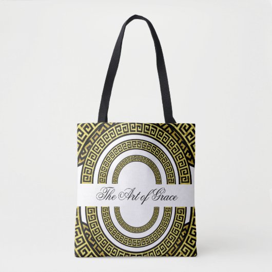 Tote Bag Effet Shimmery Golden Foil Grec Meander Infinity (Devant)