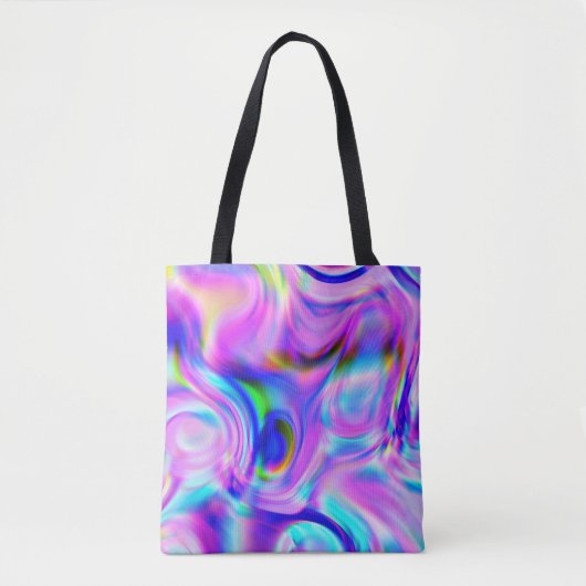Tote Bag Effets numériques : motif abstrait multicolore. (Devant)