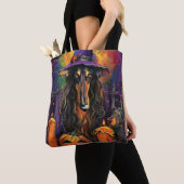 Tote Bag Éffrayant Afghan Hound Halloween sorcière et Citro (De près)