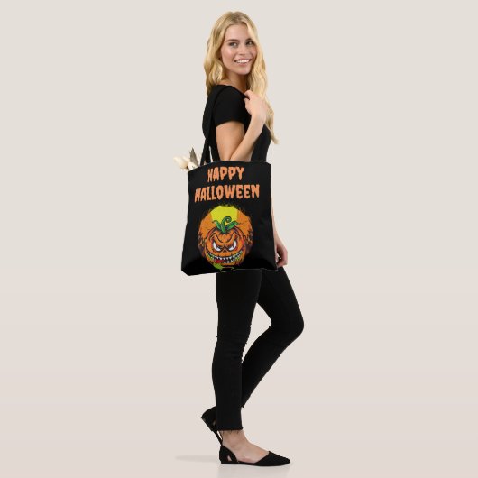 Tote Bag Éffrayant Citrouille Face Happy Hallowen (Sur le modèle)