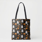 Tote Bag Éffrayant Cute Ghost & Motif Citrouille Halloween (Devant)