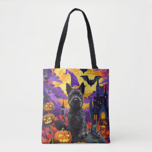 Tote Bag Éffrayant écossais Terrier Citrouille de sorcière
