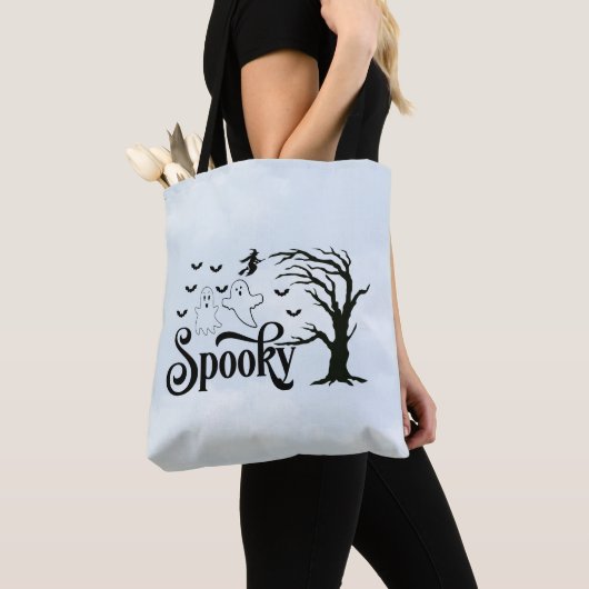 Tote Bag Éffrayant Fantômes Bats Ciel Bleu Nuages Halloween (De près)