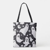 Tote Bag Éffrayant Ghost Halloween noir blanc (Dos)
