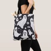 Tote Bag Éffrayant Ghost Halloween noir blanc (De près)
