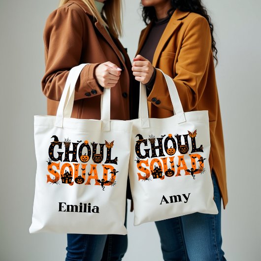 Tote Bag Éffrayant Ghoul Squad Halloween Nom personnalisé