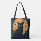 Tote Bag Éffrayant Halloween Chat noir Silhouette Pleine lu (Dos)