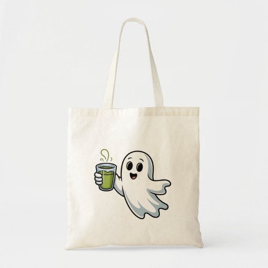 Tote Bag Éffrayant Halloween Ghost Holding Matcha (Devant)