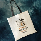 Tote Bag Éffrayant Halloween Nom Tricoter ou traiter