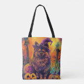 Tote Bag Éffrayant Keeshond Chien Halloween sorcière et Cit (Dos)