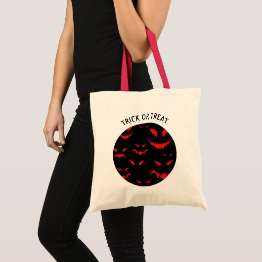 Tote Bag Éffrayant Mal Red Faces Trick ou Treat Halloween (Devant (produit))