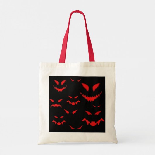 Tote Bag Éffrayant Mal Red Faces Trick ou Treat Halloween (Dos)