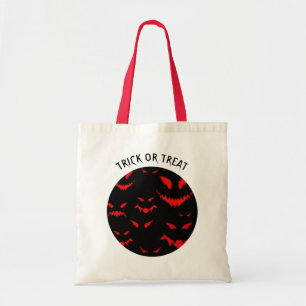 Tote Bag Éffrayant Mal Red Faces Trick ou Treat Halloween