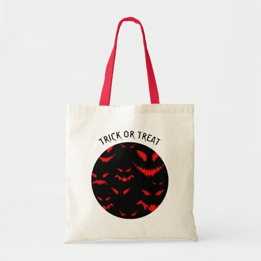 Tote Bag Éffrayant Mal Red Faces Trick ou Treat Halloween (Devant)