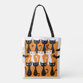 Tote Bag Éffrayant mignon chats noirs moderne Halloween (Dos)