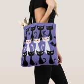 Tote Bag Éffrayant mignon chats noirs moderne Halloween (De près)