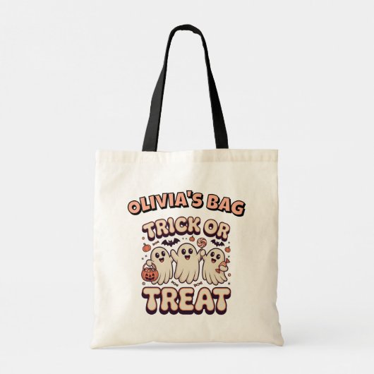 Tote Bag Éffrayant mignon Fantôme rétro tour ou traiter Hal (Dos)