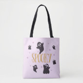 Tote Bag Éffrayant mignon Fantômes clair violet Halloween (Devant)