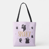 Tote Bag Éffrayant mignon Fantômes clair violet Halloween (Dos)