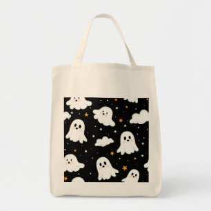 Tote Bag Éffrayant mignon Halloween Ghost Nuageux Star Sky