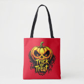 Tote Bag Éffrayant "Trick or Treat" Citrouille Halloween Ar (Devant)