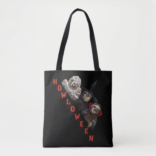 Tote Bag Éffrayant Vampire sorcière Zombie Sloth Halloween  (Devant)
