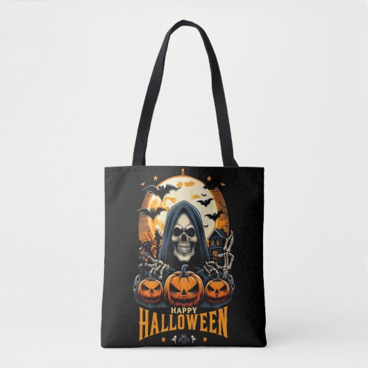 Tote Bag Éffrayante faucheuse Jack O' Lanterns Bats Hallowe (Devant)