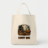 Tote Bag Éffrayante nuit d'Halloween avec fantômes et citro (Devant)