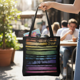 Tote Bag Égalité Amour Arc-en-ciel Traits de pinceau LGBTQ 