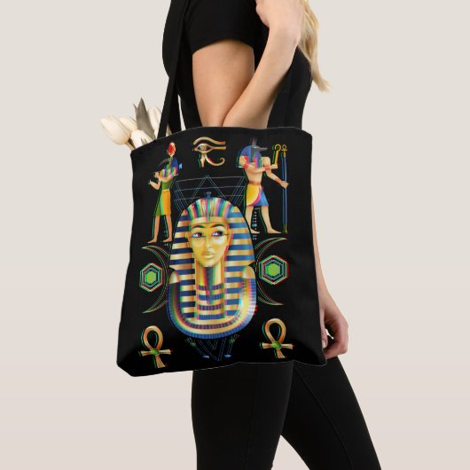 Tote Bag Égypte Pharaon Tutankhamon King Tut Horus Eye Ankh (De près)