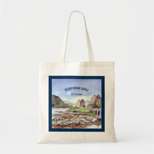 Tote Bag Eilean Donan Castle Watercolor Painting (Devant)