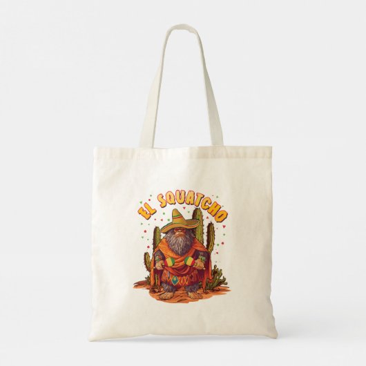 Tote Bag El Squatcho Bigfoot avec Maraca, Sombrero et Ponc (Dos)
