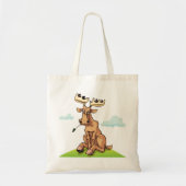 Tote Bag Élan de dessin animé mangeant de l'herbe (Devant)
