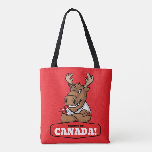Tote Bag Elbows Up Canada! Drôle de garde d'orignaux (Dos)