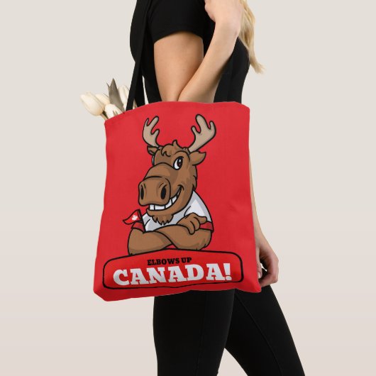 Tote Bag Elbows Up Canada! Drôle de garde d'orignaux (De près)