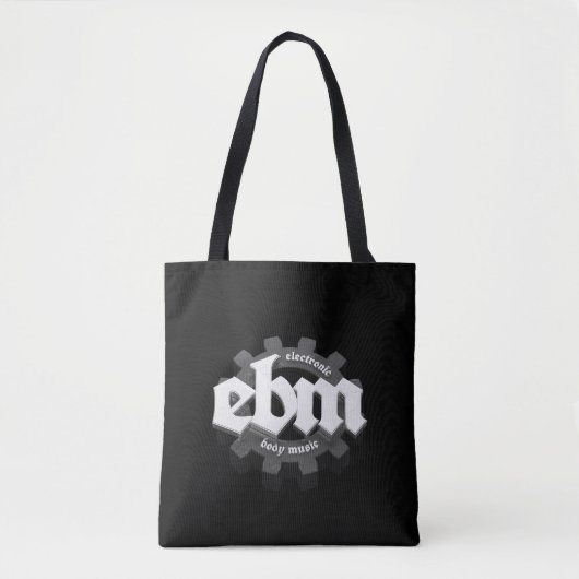 Tote Bag Electronic Body Music EBM lettrage V3 gris (Devant)