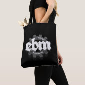 Tote Bag Electronic Body Music EBM lettrage V3 gris (De près)