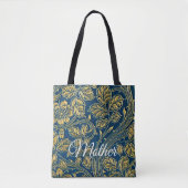Tote Bag Élégance Bleu Doré  (Devant)