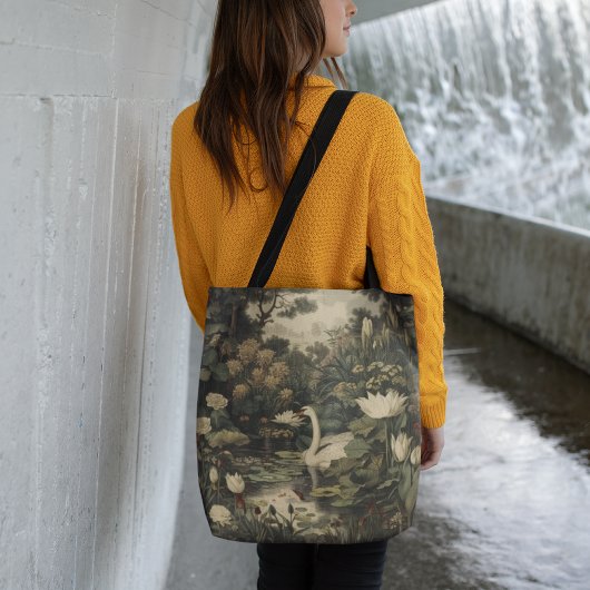 Tote Bag Élégance botanique - Le cygne dans la forêt
