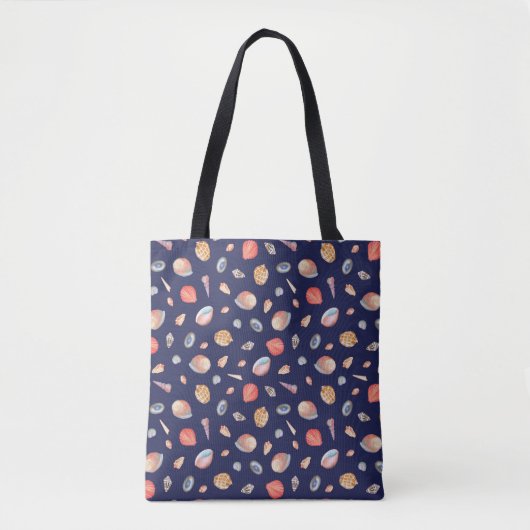 Tote Bag Elégance du coquillage : Motif bleu d'été. (Devant)