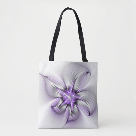 Tote Bag Élégance florale Art Abstrait Violet Fractal moder (Devant)