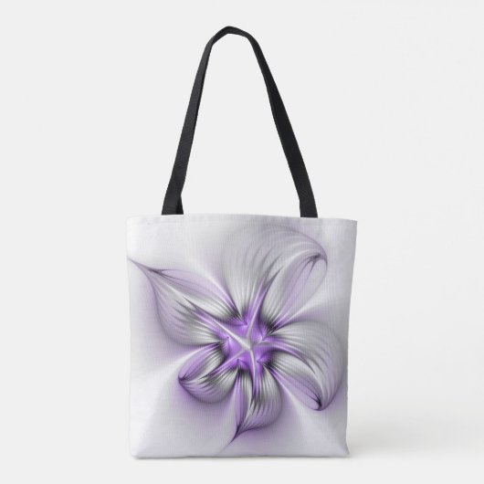 Tote Bag Élégance florale Art Abstrait Violet Fractal moder (Dos)