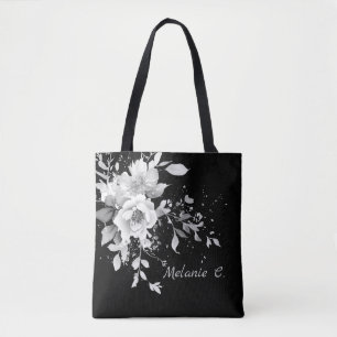 Tote Bag Elégance sans effort Black & White Floral Fourre-t