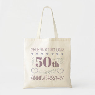 Tote Bag Élégant 50e anniversaire de Mariage violet
