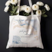 Tote Bag Elégant Abstrait Bleu Beige Côte Plage Mariage