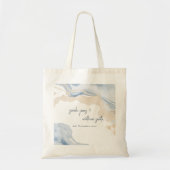 Tote Bag Elégant Abstrait Bleu Beige Côte Plage Mariage (Devant)