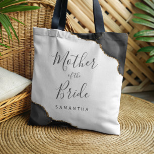 Tote Bag Élégant Agate Or Noir Mère de la Mariée