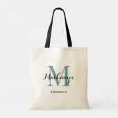 Tote Bag Elégant Aqua Blue Custom Wedding Bridesmaid Nom (Dos)